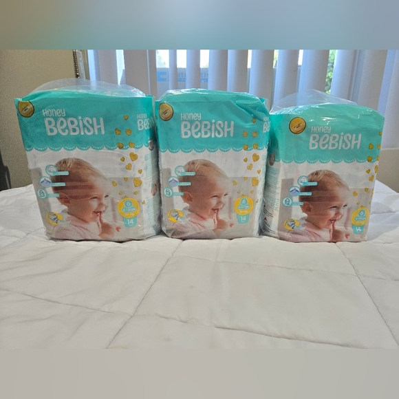 3 Pcgs Honey Bebish Baby Diapers - Teal and White 14pcs Heach - Picture 1 of 4
